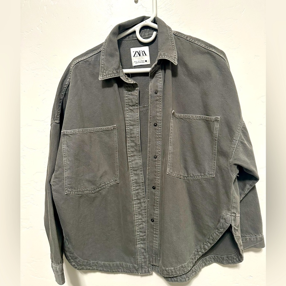 Zara denim oversized shirt jacket